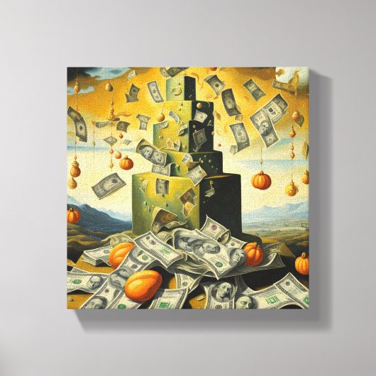 カボチャ現金 キャンバスプリント (正面)
