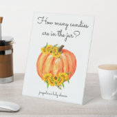 カボチャ瓶の中のキャンディーの数 台座サイン (インサイチュ)