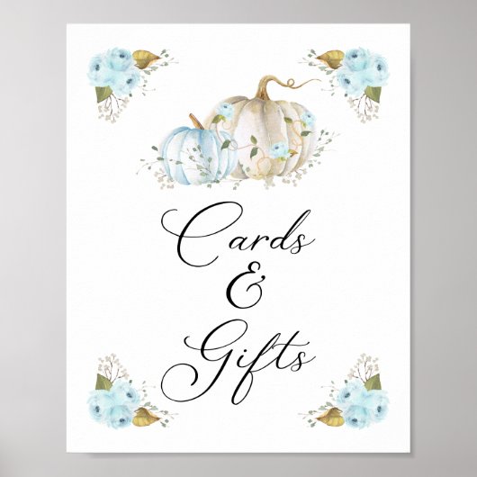 カボチャ男の子のシャワーカードとギフトサイン ポスター (正面)