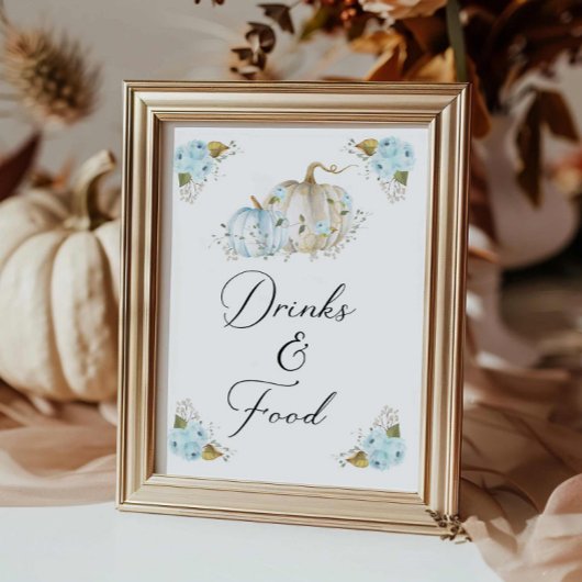 カボチャ男の子のシャワー飲み物と食品の看板 ポスター