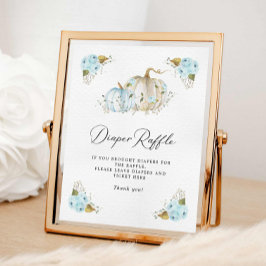 カボチャ男の子の赤ちゃんシャワーおむつラッフルサイン ポスター