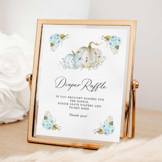 カボチャ男の子の赤ちゃんシャワーおむつラッフルサイン ポスター