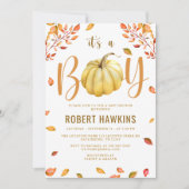 カボチャ男の子の赤ちゃんシャワー 招待状 (正面)