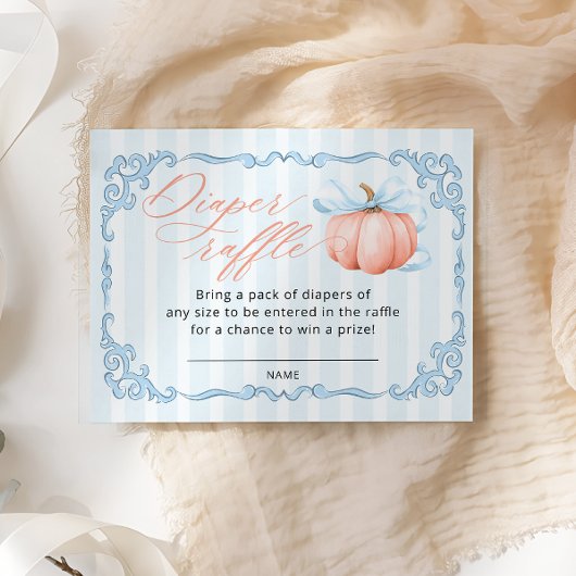 カボチャ男の子ベビーシャワーおむつラッフルチケット エンクロージャーカード
