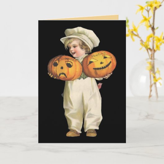 カボチャ男の子 カード (黄色い花)