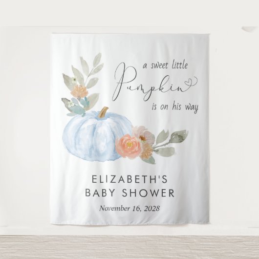 カボチャ男の赤ちゃんシャワーウェルカムフォトバックグラウンド タペストリー (正面)