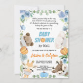 カボチャ男の赤ちゃんシャワーバイメールウッドランド動物 招待状 (正面)