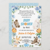 カボチャ男の赤ちゃんシャワーバイメールウッドランド動物 招待状 (正面/裏面)