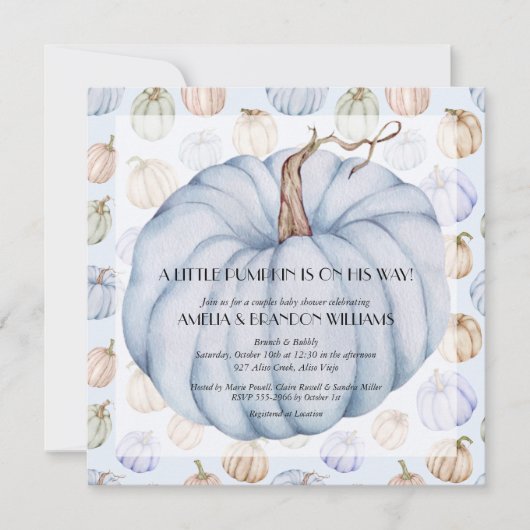 カボチャ男の赤ちゃんシャワー招待状 招待状 (正面)