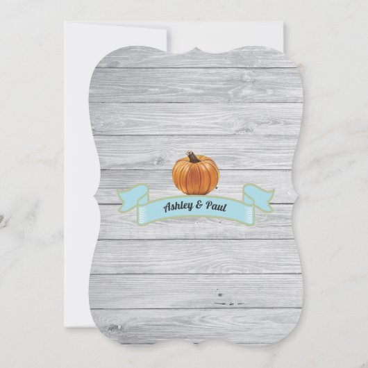 カボチャ男の赤ちゃんシャワー素朴な木製の黒板inv 招待状 (裏面)