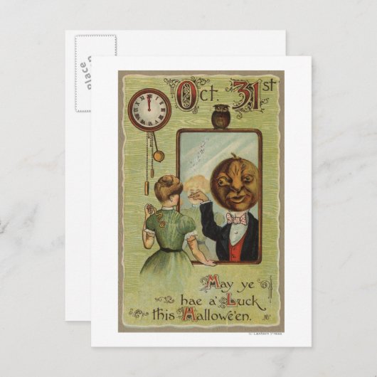 カボチャ男を見る鏡 ポストカード (正面/裏面)