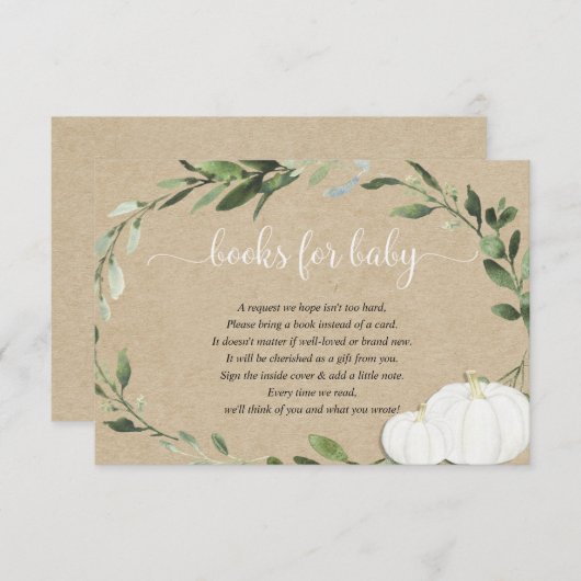 カボチャ男女兼用のクラフト緑の本の要求 エンクロージャーカード (正面/裏面)