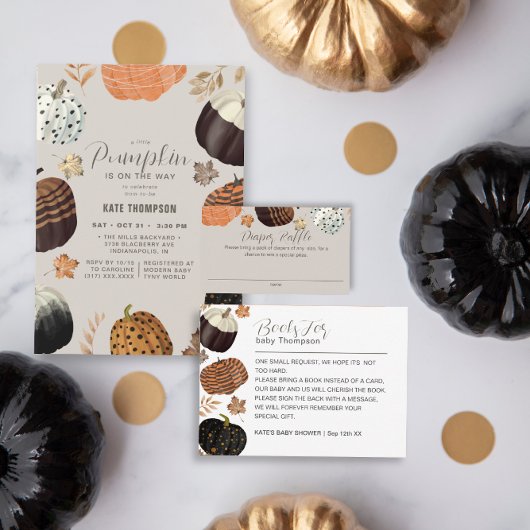 カボチャ男女兼用のブックリクエスト赤ちゃんシャワー エンクロージャーカード