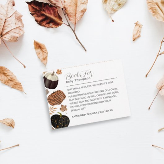 カボチャ男女兼用のブックリクエスト赤ちゃんシャワー エンクロージャーカード