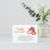 カボチャ男女兼用の赤ちゃんシャワーブックリクエスト エンクロージャーカード (スタンド正面)