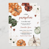 カボチャ男女兼用の赤ちゃんシャワー 招待状 (正面/裏面)