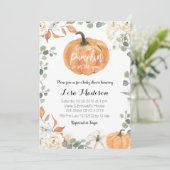 カボチャ男女兼用ユーカリ赤ちゃんシャワー秋 招待状 (スタンド正面)