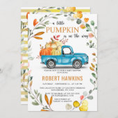 カボチャ男女兼用ユーカリ赤ちゃんシャワー 招待状 (正面/裏面)