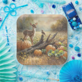 カボチャ畑で秋の子犬 ペーパープレート (パーティー)