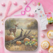 カボチャ畑で秋の子犬 ペーパープレート (パーティー)