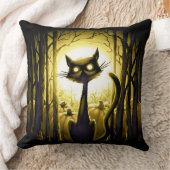 カボチャ畑に眠る小さなハロウィーン猫 クッション (ブランケット)