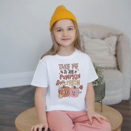 カボチャ畑に連れて行って秋Vibes Kids Tシャツ