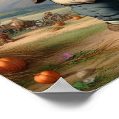 カボチャ畑に飾り立てられた2つのヴィンテージマンチキン ポスター (角)