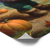 カボチャ畑に飾り立てられた2つのヴィンテージマンチキン ポスター (角)