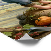 カボチャ畑に飾り立てられた2つのヴィンテージマンチキン ポスター (角)