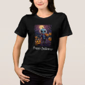 カボチャ畑のスケルトンの仲間 トライブレンドＴシャツ (正面)