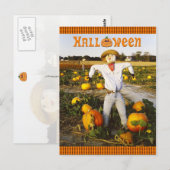カボチャ畑のハロウィーンのかかし ポストカード (正面/裏面)
