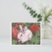 カボチャ畑の白うさぎ ポストカード (スタンド正面)