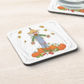 カボチャ畑の秋の収穫かかし コースター (左側)