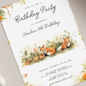 カボチャ畑の誕生日の招待状に小さなキツネ 招待状