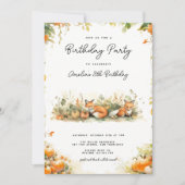 カボチャ畑の誕生日の招待状に小さなキツネ 招待状 (正面)