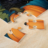 カボチャ畑の黒猫たち – ハロウィーン ジグソーパズル (側面)