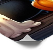 カボチャ畑の黒猫と幽霊 ポスター (角)