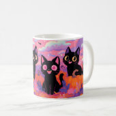 カボチャ畑の黒猫マグカップ コーヒーマグカップ (正面右)