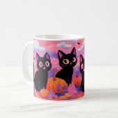 カボチャ畑の黒猫マグカップ コーヒーマグカップ (正面左)
