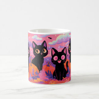 カボチャ畑の黒猫マグカップ コーヒーマグカップ