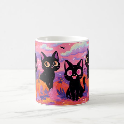 カボチャ畑の黒猫マグカップ コーヒーマグカップ (中央)