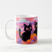 カボチャ畑の黒猫マグカップ コーヒーマグカップ (左)