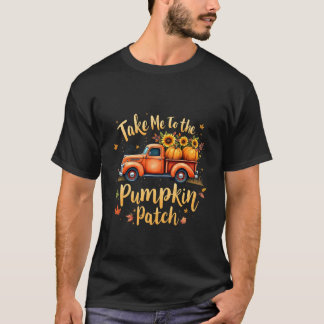 カボチャ畑へ連れてって ビンテージトラックの秋 Tシャツ