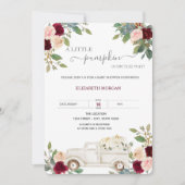 カボチャ白いトラックバーガンディ花ベビーシャワー 招待状 (正面)