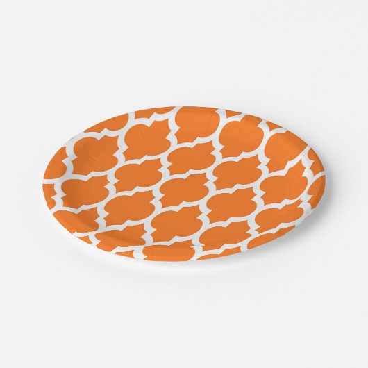 カボチャ白モロッコクローバーパターン#4 ペーパープレート (アングル)