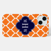 カボチャ白モロッコ#5海軍3イニシャルモノグラム Case-Mate iPhoneケース (裏面 (横))