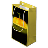 カボチャ白熱［赤熱］光を放つ秋かわいい秋の黒オレンジ スモールペーパーバッグ (裏面アングル)