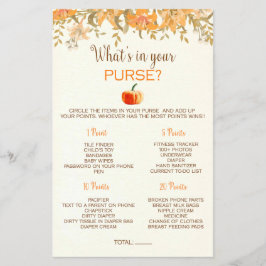 カボチャ秋あなたの財布の赤ちゃんシャワーゲームの中に何がある チラシ