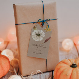 カボチャ秋のフローラモノグラムベビーシャワー ギフトタグ