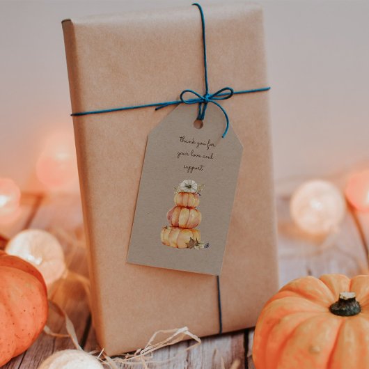 カボチャ秋のフローラモノグラムベビーシャワー ギフトタグ